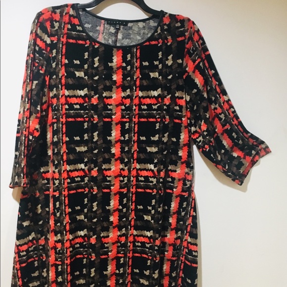 NWT 18W Tiana B Black, grey , coral shift dress - Picture 4 of 8